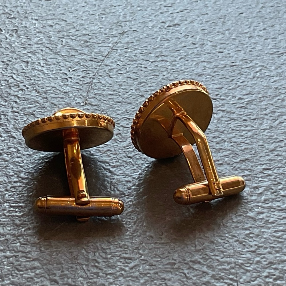 Vintage Cuff links Flex-let Quality goldtone round - Picture 4 of 8